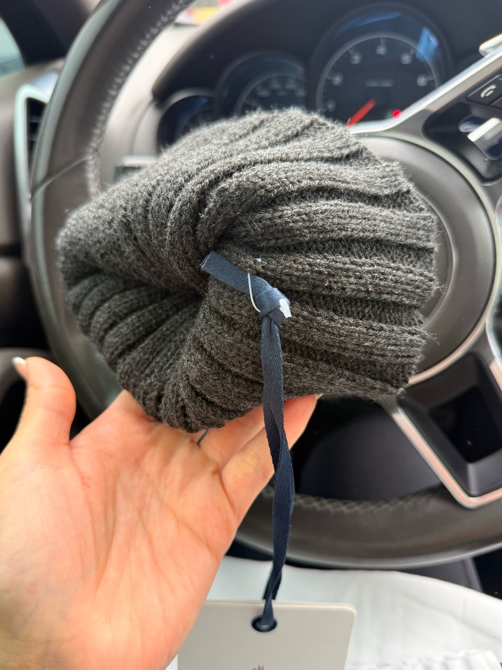Moncler WOOL Ribbed Knit Beanie Hat Gray Used No Pom Pom w/ Dust Bag & Tags - Picture 12 of 12